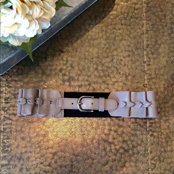 Anthropologie Taupe Leather Waist Cinch Belt